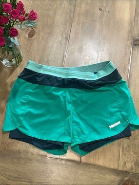 Marmot Women's Teal Green Layered Athletic Shorts